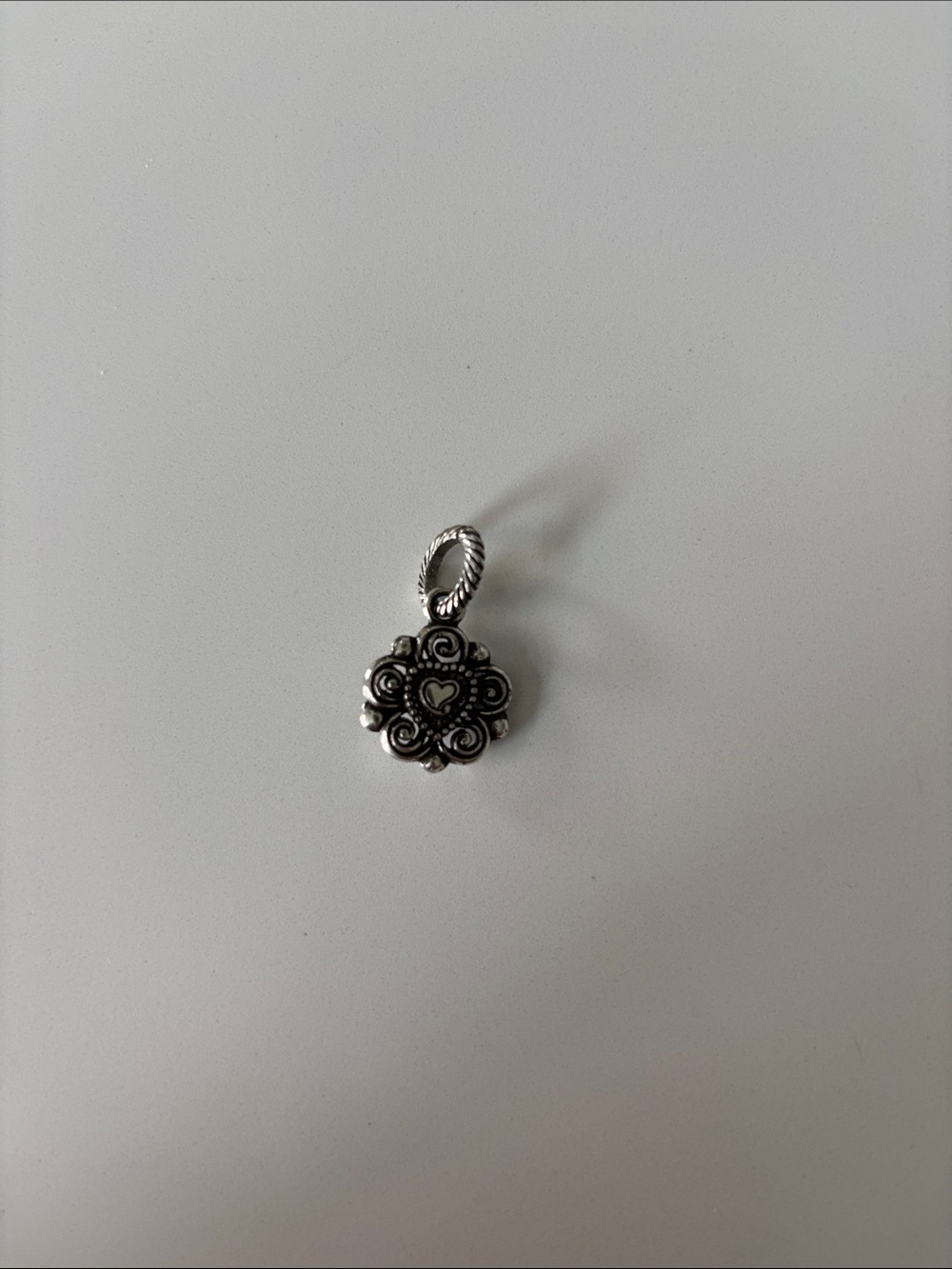 Brighton Silver Floral Heart Charm Pendant - Silver